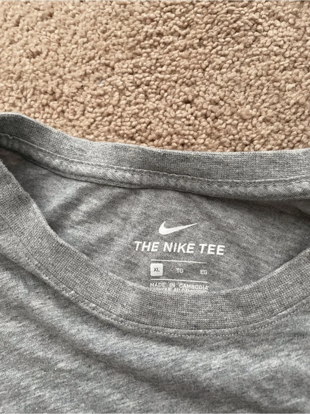 Nike Light Gray Long Sleeve 'Just Do It' Logo Tee